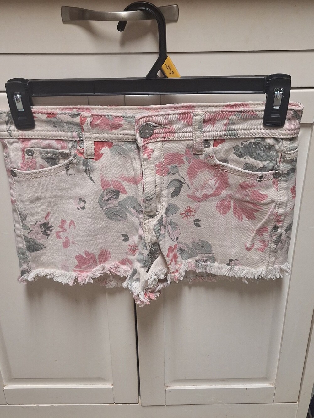 Almost Famous Pink & Gray Floral Denim Shorts